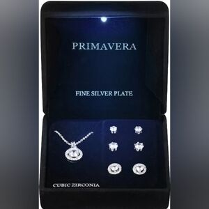 Macy's Primavera Silver Plated Jewelry Set with Cubic Zirconia